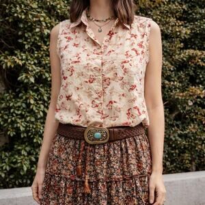 Vintage Haley Sleeveless Butterfly Button-Down
